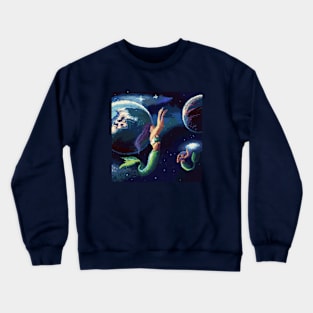 Mermaids swimming through space pixel art Crewneck Sweatshirt